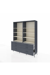 Hyperion Gardrop 8 Raflı 6 Çekmeceli 176x44x221 Antrasit-Aytaşı/Antrasit