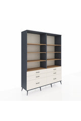 Hyperion Gardrop 8 Raflı 6 Çekmeceli 176x44x221 Antrasit-Çam/Aytaşı