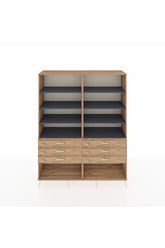Hyperion Gardrop 8 Raflı 6 Çekmeceli 176x44x221 Çam-Antrasit/Çam