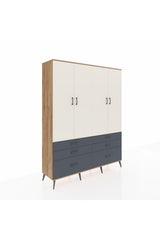 Hyperion Gardrop 8 Raflı 6 Çekmeceli 4 Kapaklı 176x44x221 Çam-Aytaşı/Antrasit