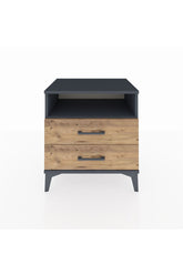 Hyperion Komodin Tek Raflı 2 Çekmeceli 60x44x64 Antrasit-Çam