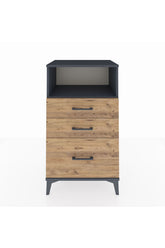 Hyperion Komodin Tek Raflı 3 Çekmeceli 60x44x106 Antrasit-Çam