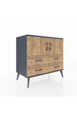 Hyperion Şifonyer 2 Raflı 4 Çekmeceli 2 Kapaklı 88x44x80 Antrasit-Çam