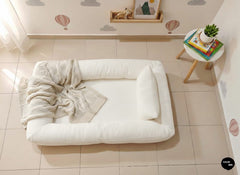 Çocuk Yer Yatağı 150x90 cm – Sünger Bebek Oyun Minderi Yıkanabilir Kılıflı | Beyaz