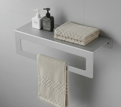 Açık Gri Galvaniz Havlu Askılı Banyo Rafı | Rehome