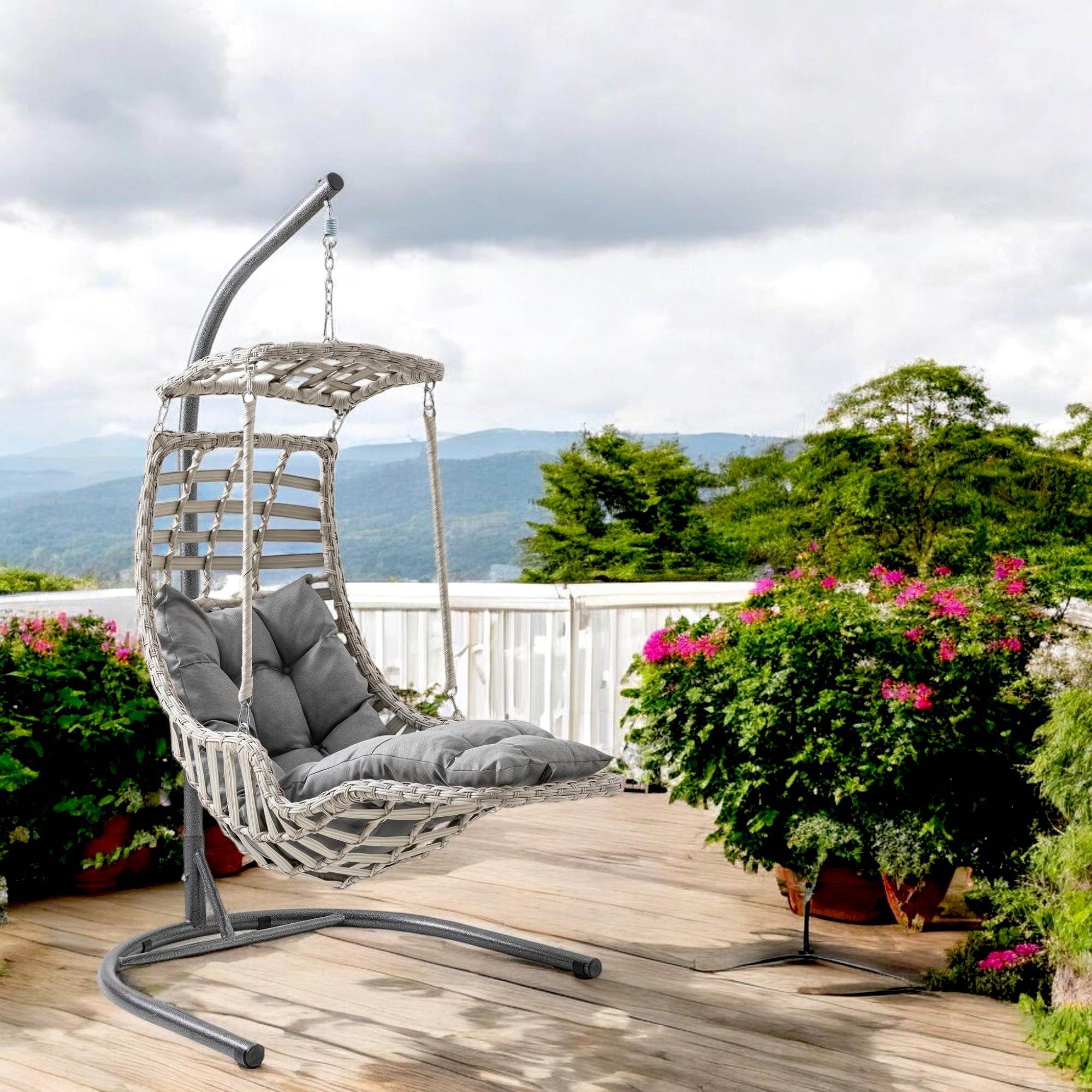 Alaçatı Plus | Tekli Rattan Bahçe Salıncağı | Rehome Balkon Salıncağı