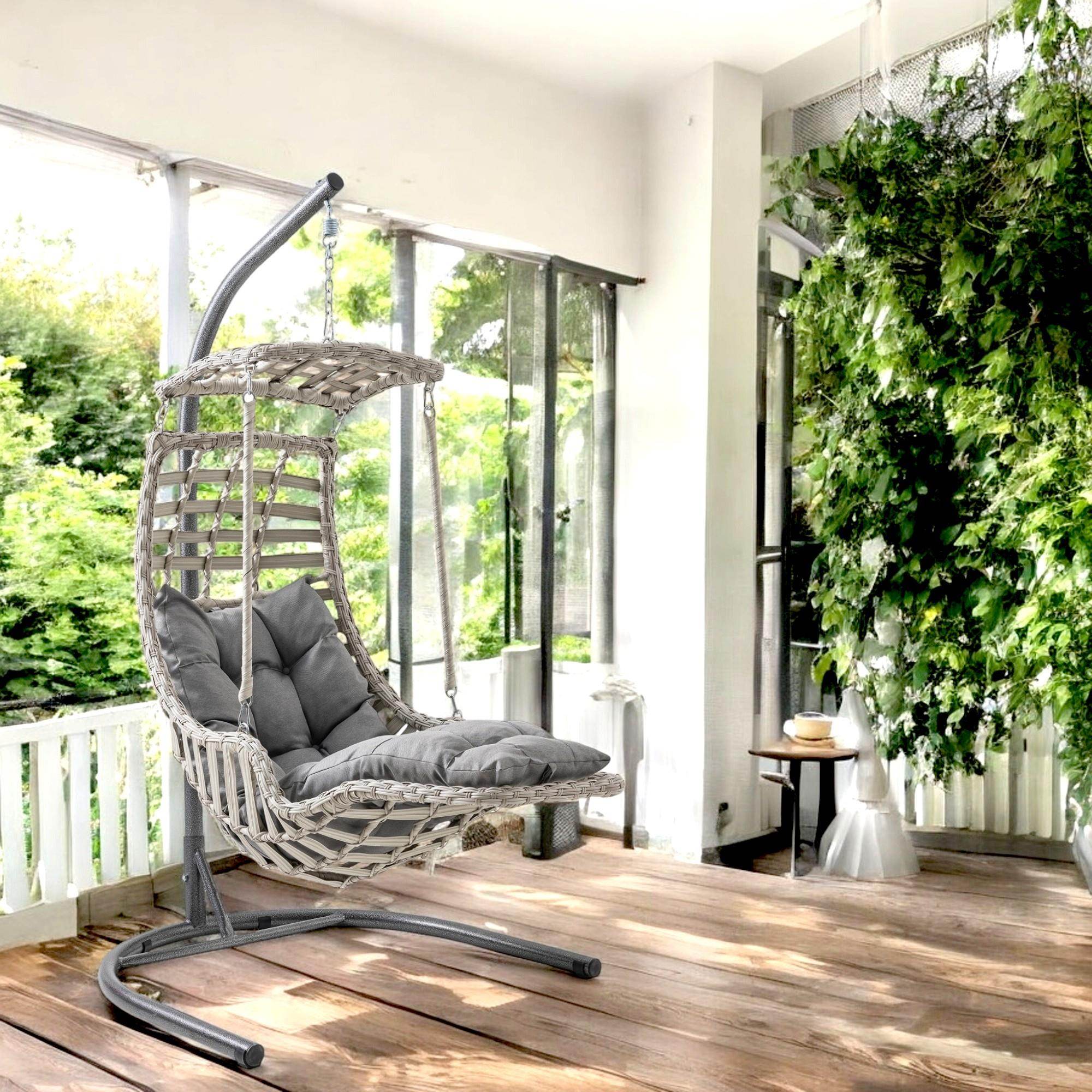 Alaçatı Plus | Tekli Rattan Bahçe Salıncağı | Rehome Balkon Salıncağı