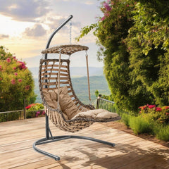 Alaçatı Plus | Tekli Rattan Bahçe Salıncağı | Rehome Balkon Salıncağı