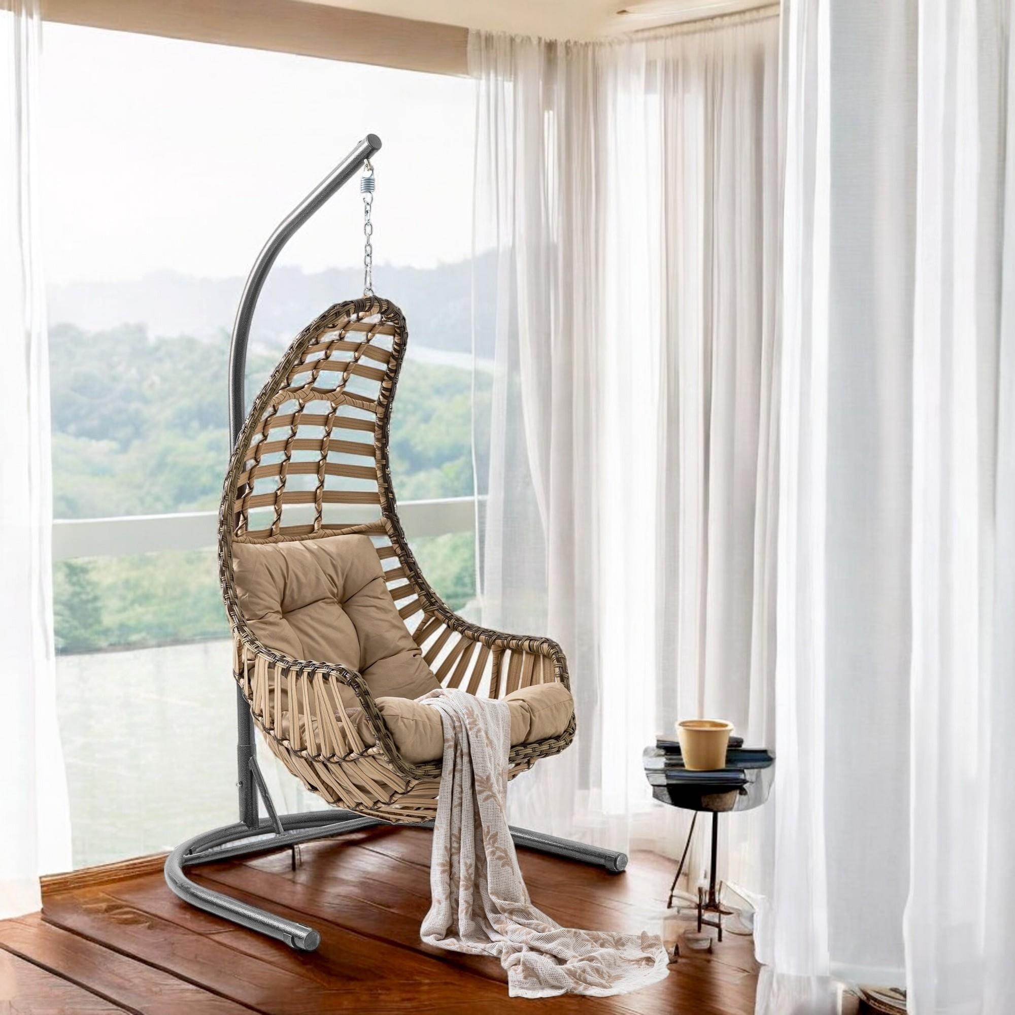 Datça | Tekli Rattan Bahçe Salıncağı | Rehome Balkon Salıncağı