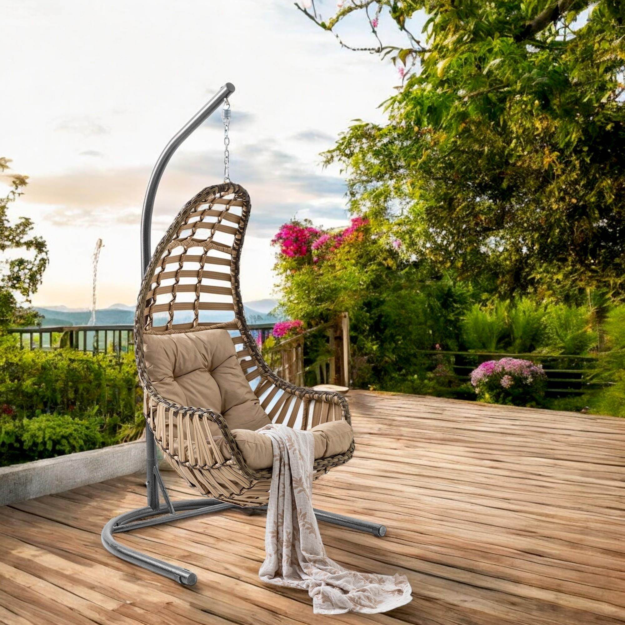 Datça | Tekli Rattan Bahçe Salıncağı | Rehome Balkon Salıncağı