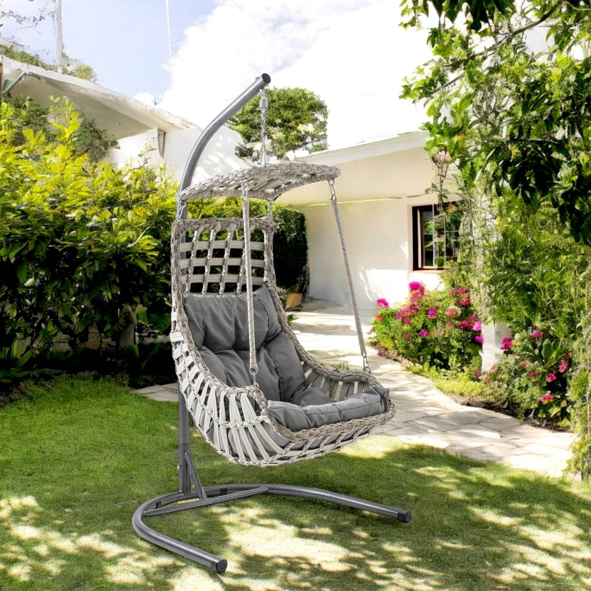 Alaçatı | Tekli Rattan Bahçe Salıncağı | Rehome Balkon Salıncağı
