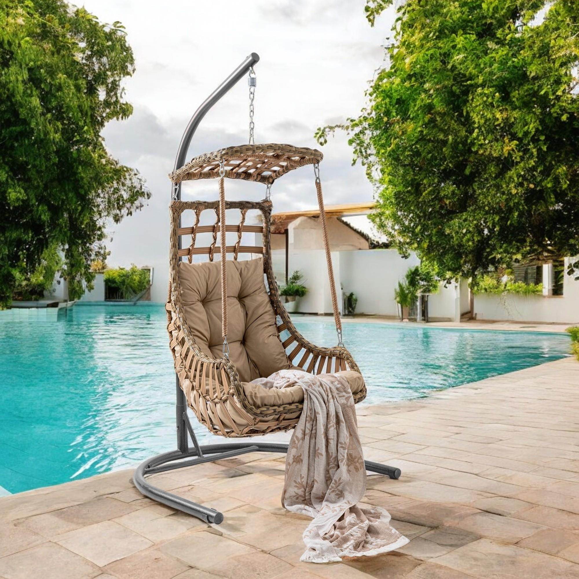 Alaçatı | Tekli Rattan Bahçe Salıncağı | Rehome Balkon Salıncağı