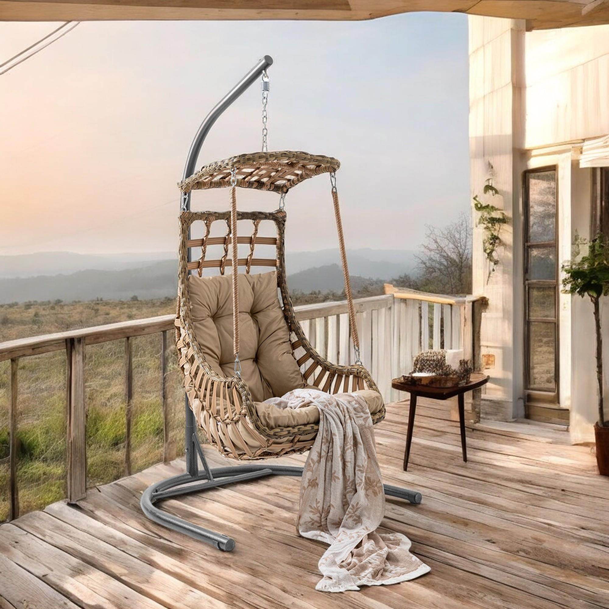 Alaçatı | Tekli Rattan Bahçe Salıncağı | Rehome Balkon Salıncağı