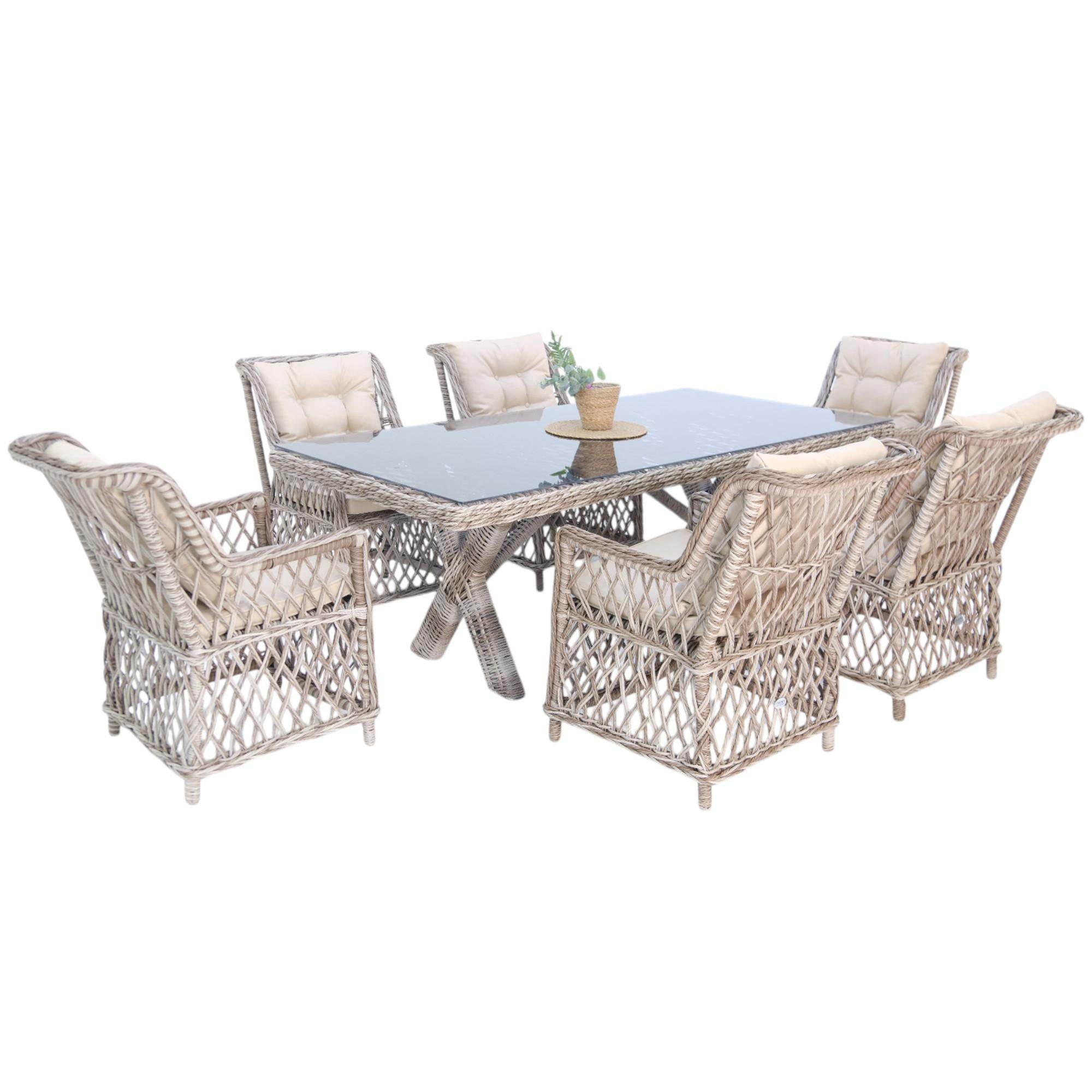 Alaska | Rehome 100x200 Rattan Bahçe Masa Takımı | 43