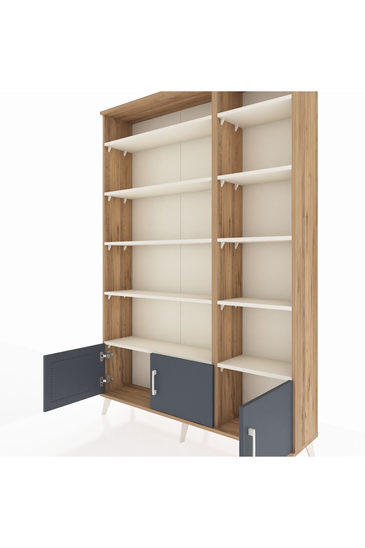 Arges Dolap 10 Raflı 3 Kapaklı 132x30x195 Çam-Antrasit/Aytaşı