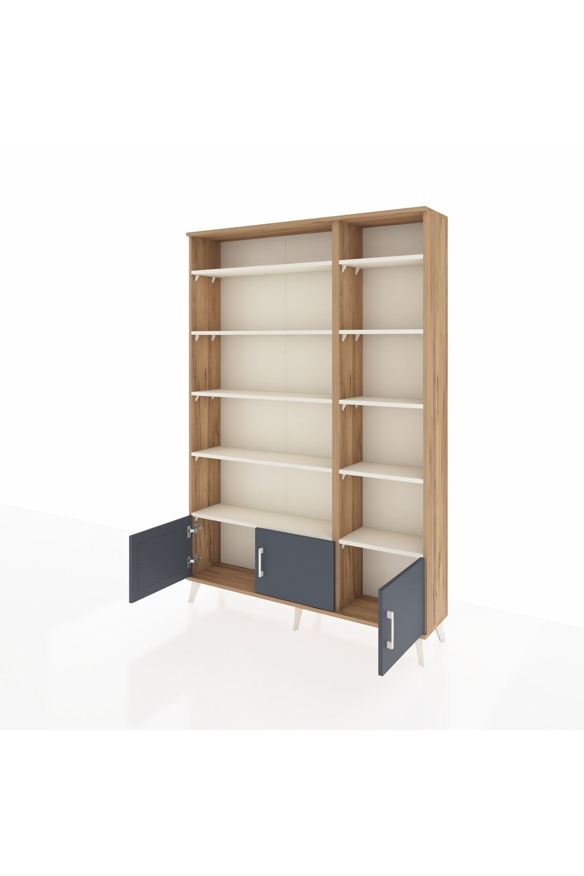Arges Dolap 10 Raflı 3 Kapaklı 132x30x195 Çam-Antrasit/Aytaşı