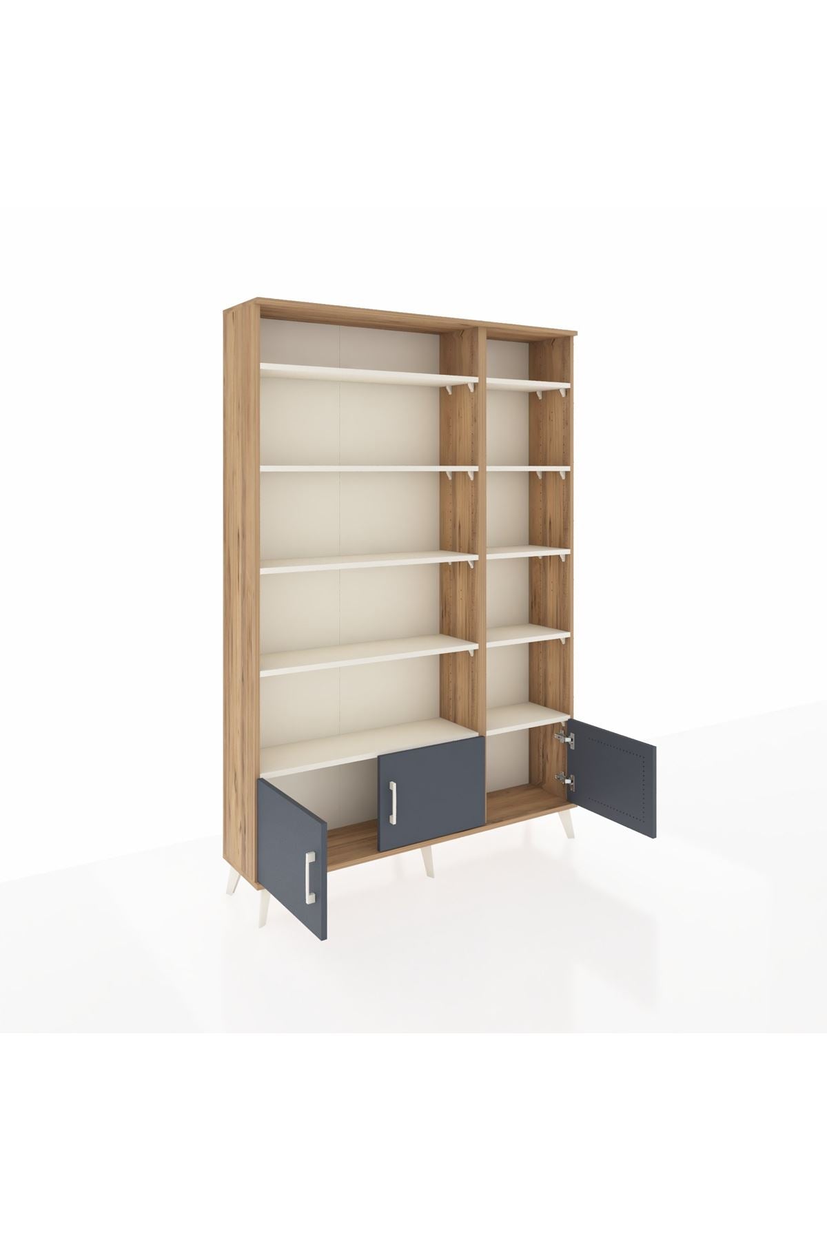 Arges Dolap 10 Raflı 3 Kapaklı 132x30x195 Çam-Antrasit/Aytaşı