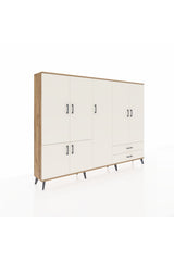 Arges Dolap 12 Raflı 2 Çekmeceli 7 Kapaklı 220x30x163 Çam-Aytaşı