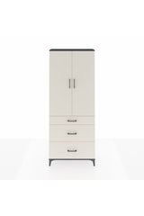 Arges Dolap 2 Raflı 3 Çekmeceli Tek Askılı 88x30x221 Antrasit-Aytaşı