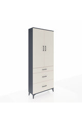 Arges Dolap 2 Raflı 3 Çekmeceli Tek Askılı 88x30x221 Antrasit-Aytaşı