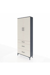Arges Dolap 2 Raflı 3 Çekmeceli Tek Askılı 88x30x221 Antrasit-Aytaşı