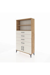 Arges Dolap 2 Raflı 4 Çekmeceli 2 Kapaklı 88x30x163 Çam-Aytaşı