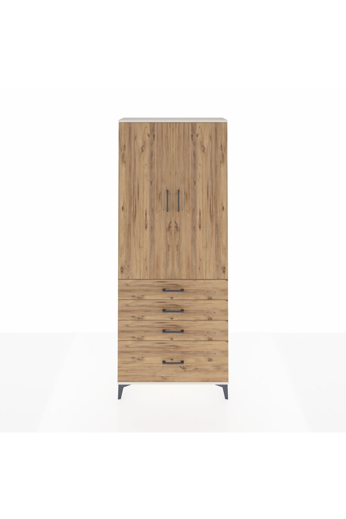 Arges Dolap 2 Raflı 4 Çekmeceli Tek Askılı 88x30x221 Aytaşı-Çam