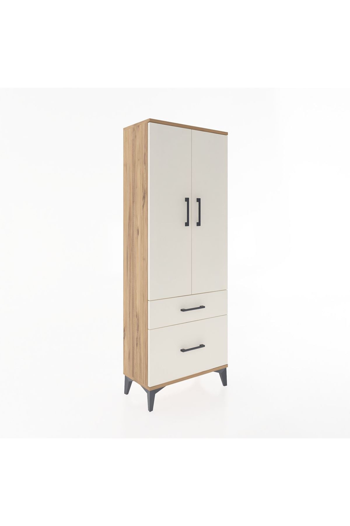 Arges Dolap 3 Raflı 2 Çekmeceli 2 Kapaklı 60x30x163 Çam-Aytaşı