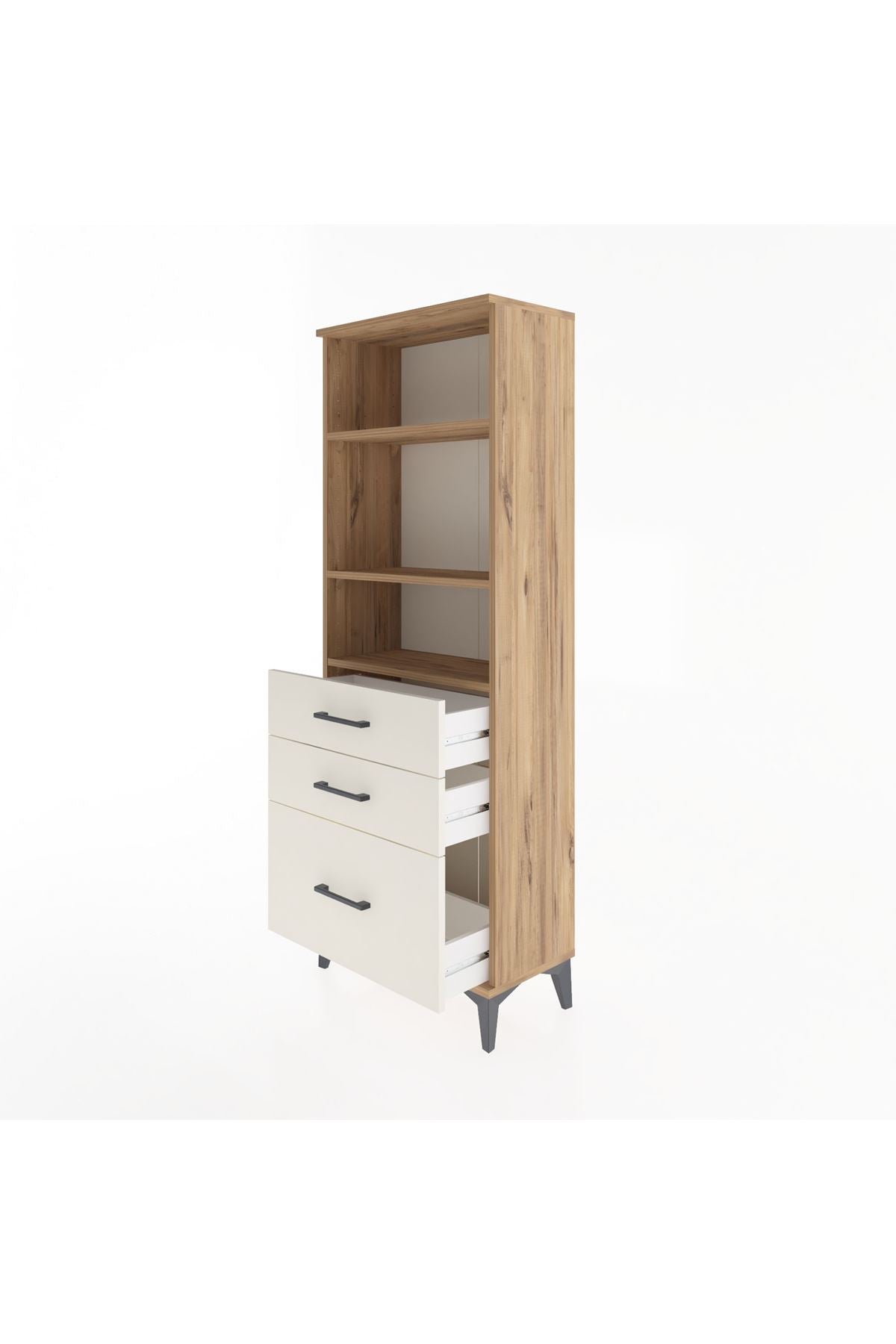 Arges Dolap 3 Raflı 3 Çekmeceli 60x30x163 Çam-Aytaşı