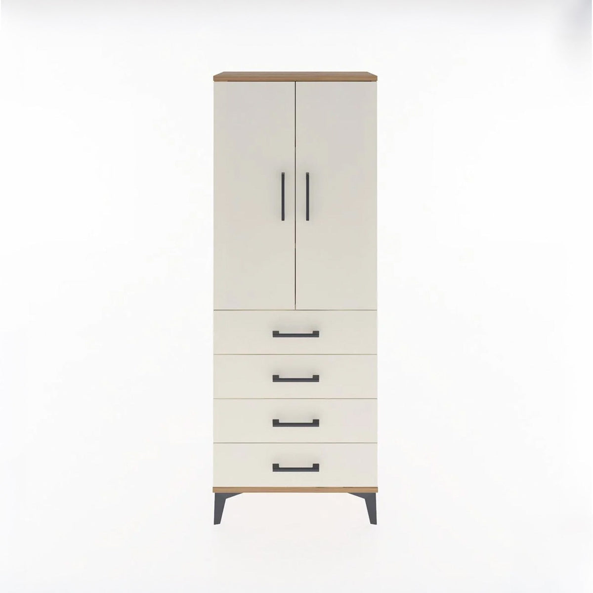 Arges Dolap 3 Raflı 4 Çekmeceli 2 Kapaklı 60x30x163 Çam-Aytaşı