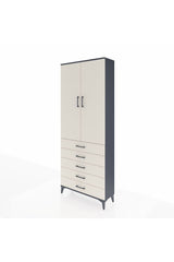 Arges Dolap 3 Raflı 5 Çekmeceli 2 Kapaklı 88x30x221 Antrasit-Aytaşı
