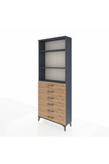 Arges Dolap 3 Raflı 6 Çekmeceli 88x30x221 Antrasit-Çam