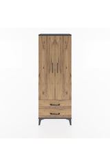 Arges Dolap 4 Raflı 2 Çekmeceli 2 Kapaklı 60x30x163 Antrasit-Çam