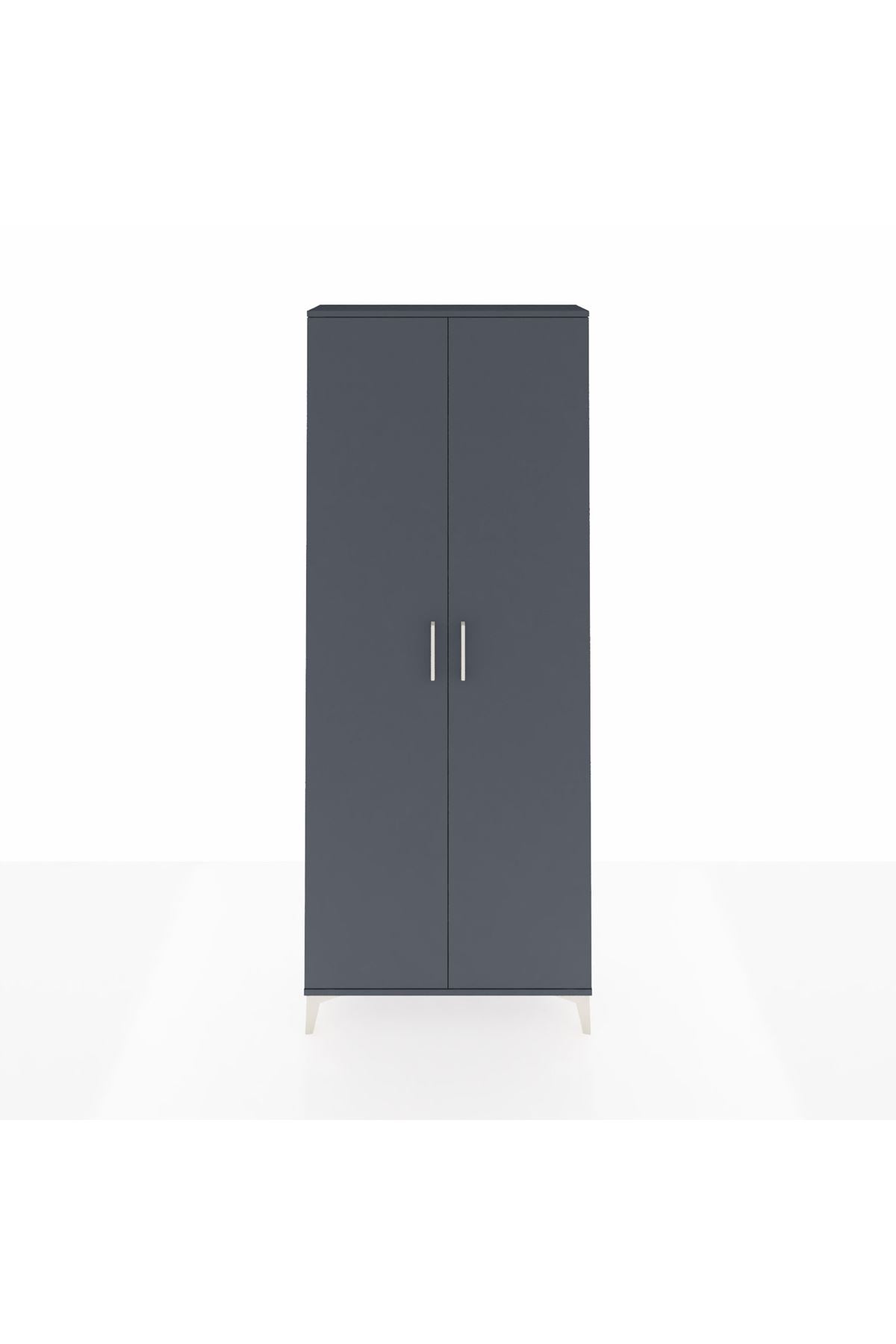Arges Dolap 4 Raflı 2 Kapaklı 88x30x221 Antrasit-Antrasit