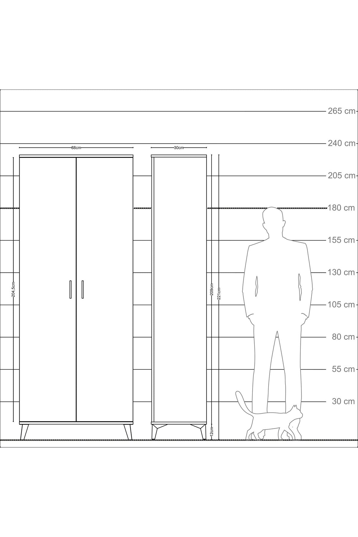 Arges Dolap 4 Raflı 2 Kapaklı 88x30x221 Antrasit-Antrasit