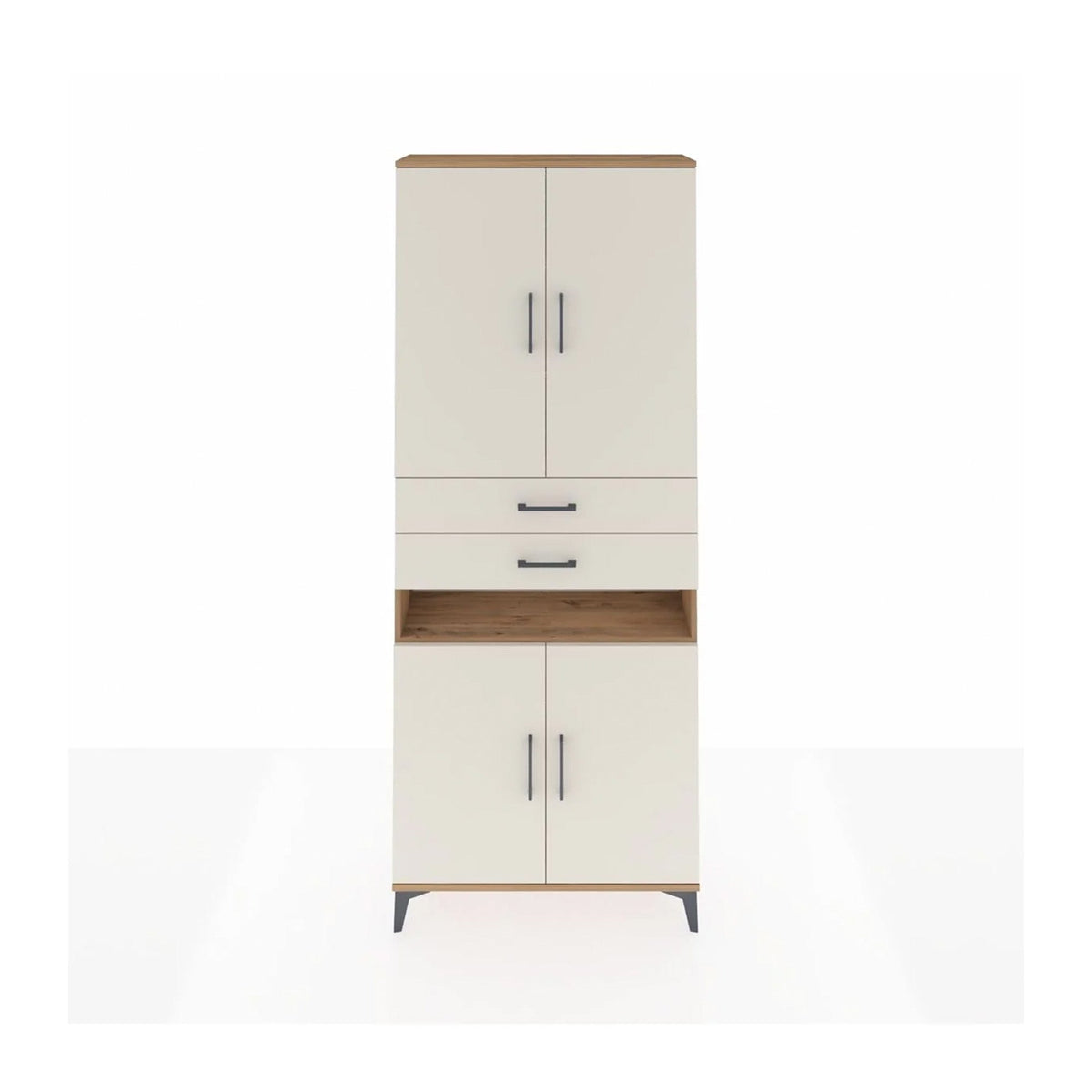 Arges Dolap 5 Raflı 2 Çekmeceli 4 Kapaklı 88x30x221 Çam-Aytaşı