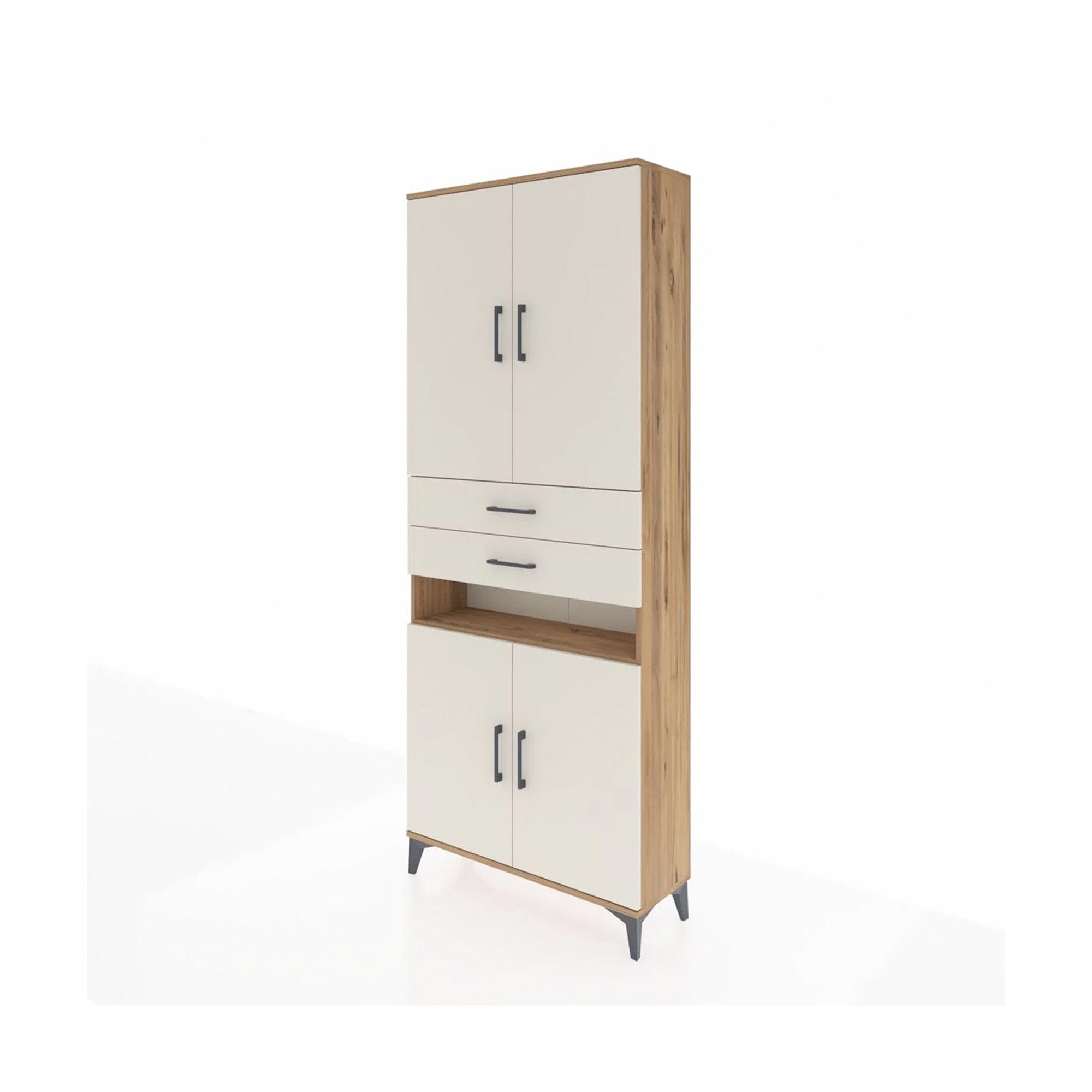 Arges Dolap 5 Raflı 2 Çekmeceli 4 Kapaklı 88x30x221 Çam-Aytaşı