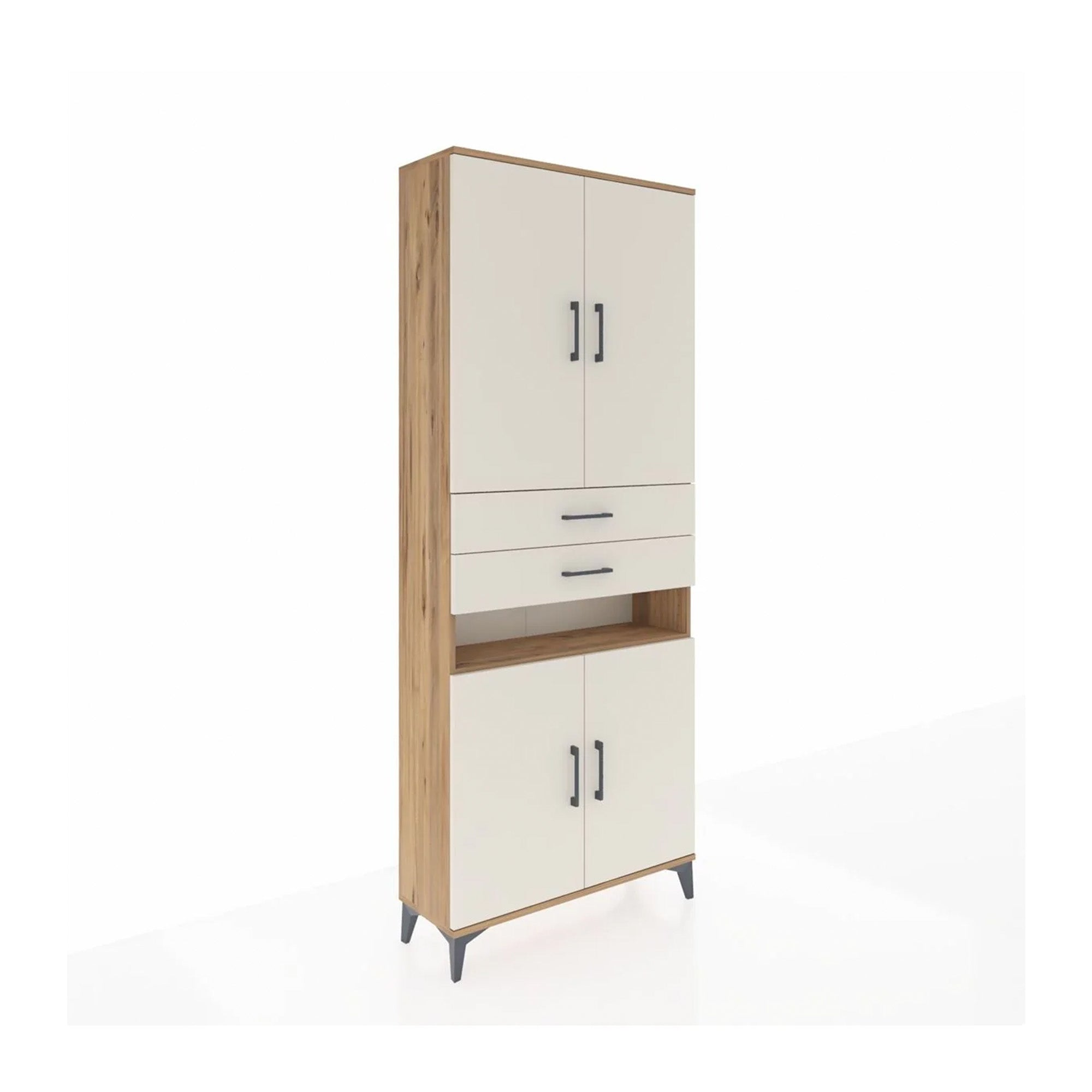 Arges Dolap 5 Raflı 2 Çekmeceli 4 Kapaklı 88x30x221 Çam-Aytaşı