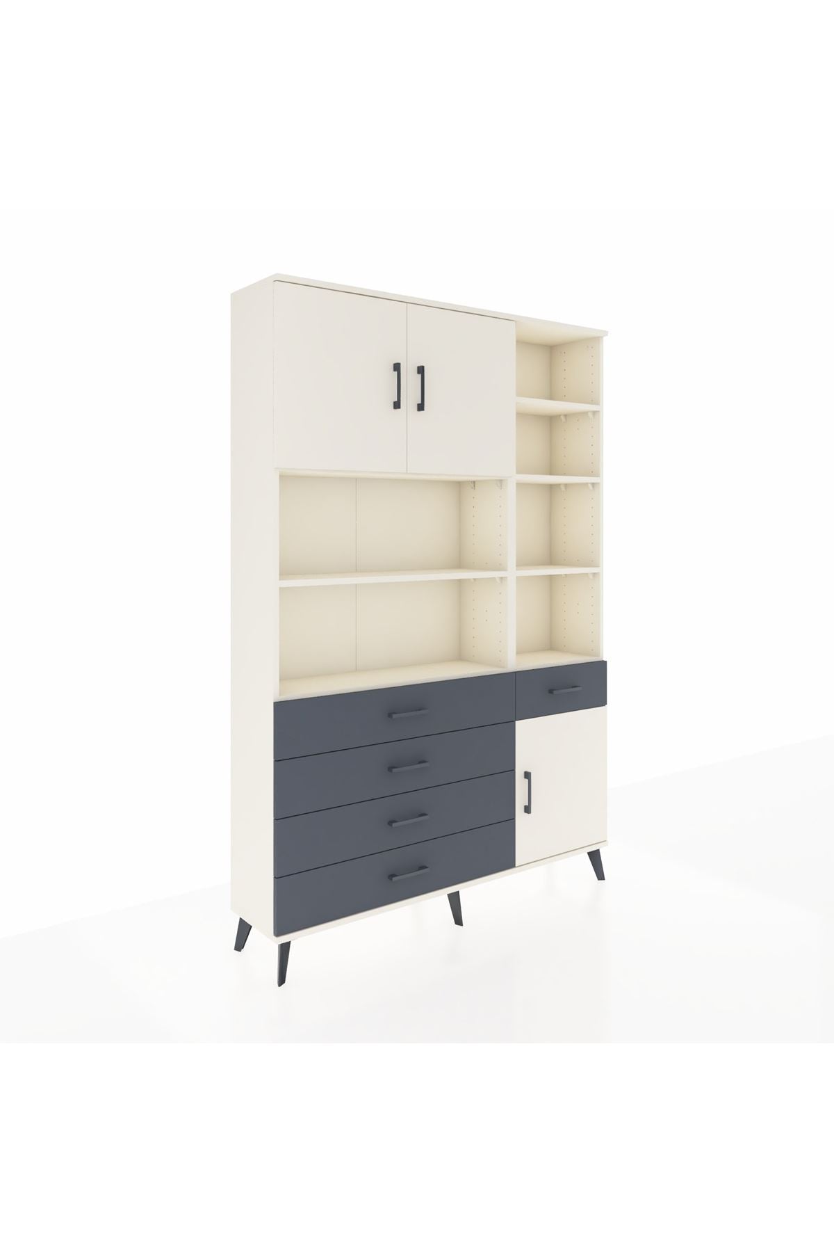 Arges Dolap 9 Raflı 5 Çekmeceli 3 Kapaklı 132x30x195 Aytaşı-Aytaşı/Antrasit