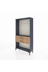 Arges Dolap Tek Raflı 2 Çekmeceli Tek Askılı 88x30x163 Antrasit-Çam