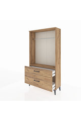 Arges Dolap Tek Raflı 2 Çekmeceli Tek Askılı 88x30x163 Çam-Çam