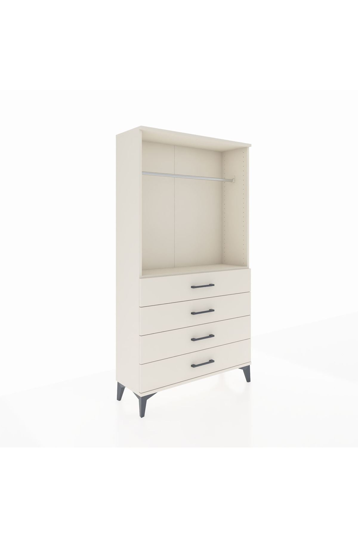 Arges Dolap Tek Raflı 4 Çekmeceli Tek Askılı 88x30x163 Aytaşı-Aytaşı