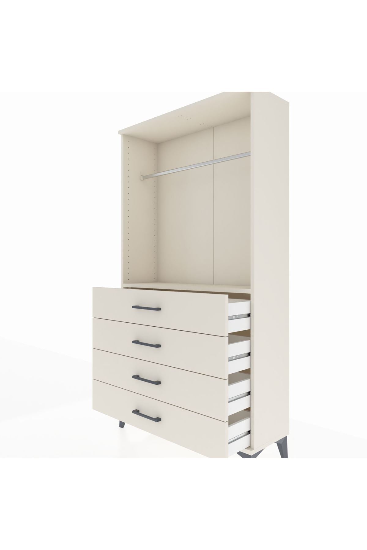 Arges Dolap Tek Raflı 4 Çekmeceli Tek Askılı 88x30x163 Aytaşı-Aytaşı
