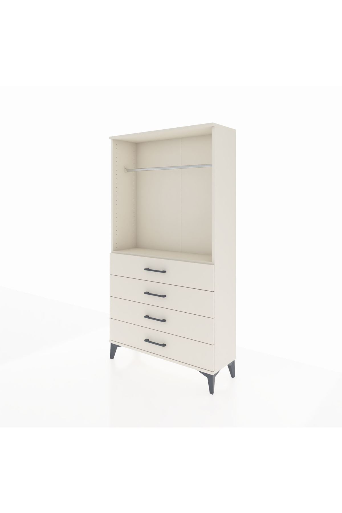 Arges Dolap Tek Raflı 4 Çekmeceli Tek Askılı 88x30x163 Aytaşı-Aytaşı