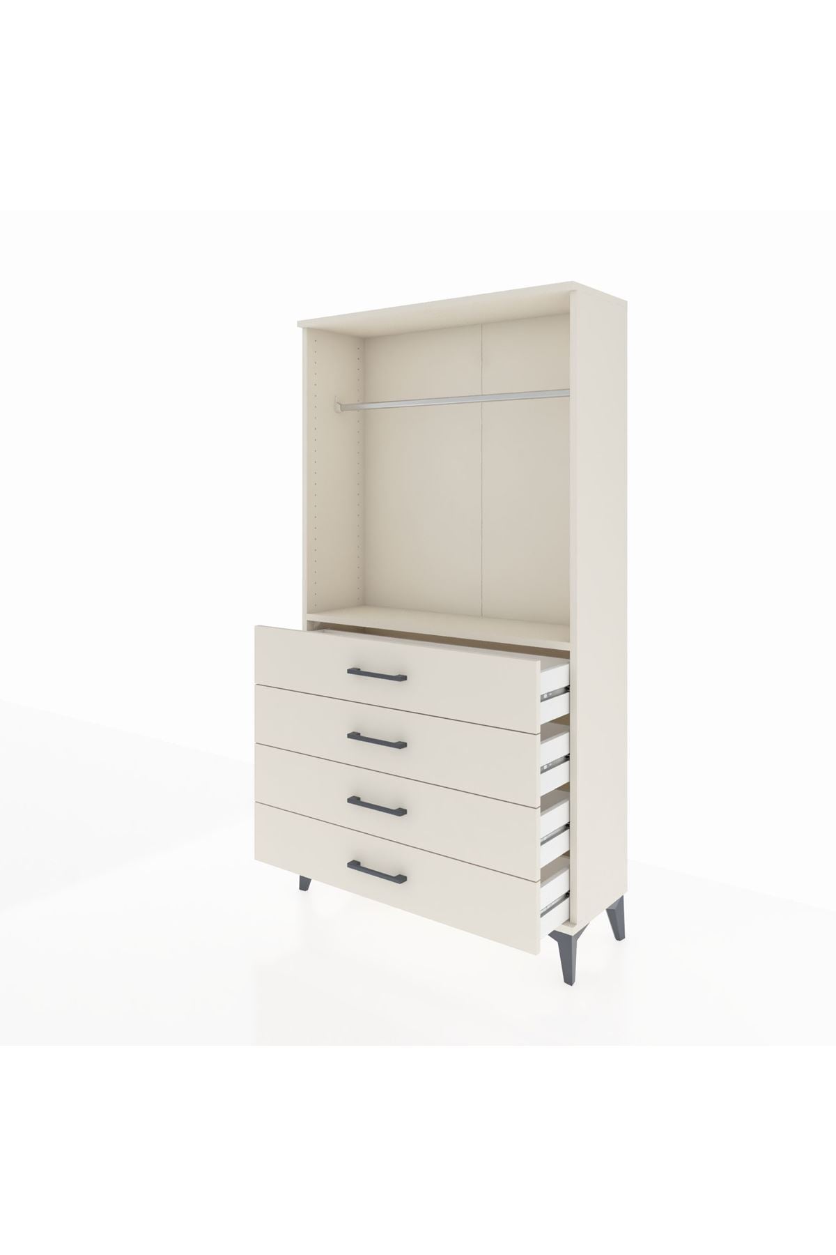Arges Dolap Tek Raflı 4 Çekmeceli Tek Askılı 88x30x163 Aytaşı-Aytaşı