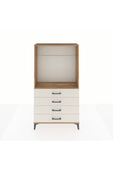 Arges Dolap Tek Raflı 4 Çekmeceli Tek Askılı 88x30x163 Çam-Aytaşı