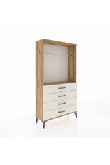 Arges Dolap Tek Raflı 4 Çekmeceli Tek Askılı 88x30x163 Çam-Aytaşı