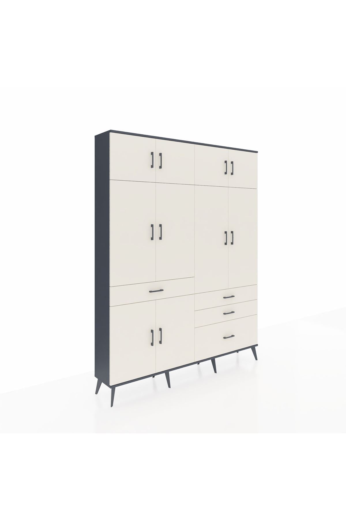 Arges Gardrop 5 Raflı 4 Çekmeceli 2 Askılı 176x30x221 Antrasit-Aytaşı