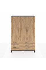 Arges Gardrop 5 Raflı 5 Çekmeceli Tek Askılı 132x30x195 Antrasit-Çam