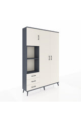Arges Gardrop 6 Raflı 3 Çekmeceli Tek Askılı 132x30x195 Antrasit-Aytaşı